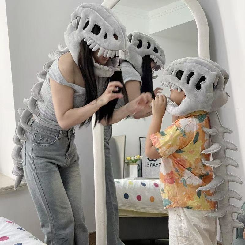 Chinese Dinosaur Skeleton Plush Toy Headgear