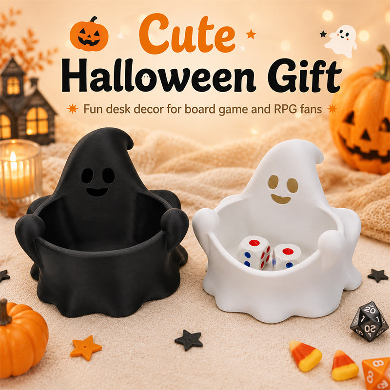 Cute Ghost Dice Holder Bowl, 3D Printed Tabletop Dice Storage Tr