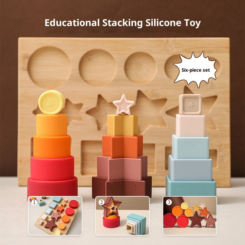 Baby Early Education 3D Silicone Puzzle Building Blocks And Stac
