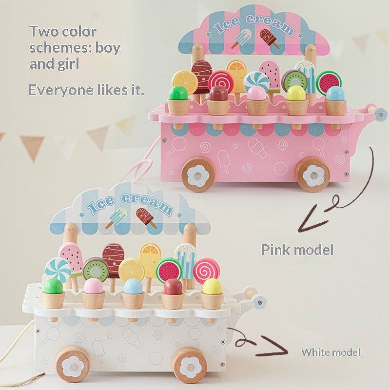 Ice Cream Supermarket Shopping Cart Wooden Toy
